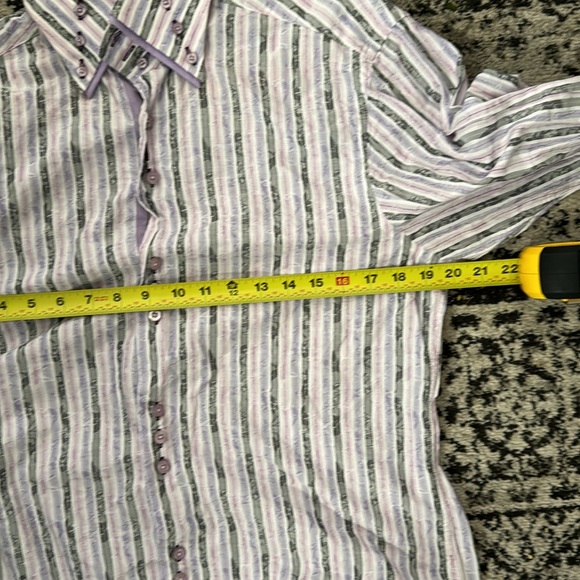 COOGI Luxe EUC Men’s Purple, Lavender, White and Gray Stripped Shirt - Picture 16 of 17